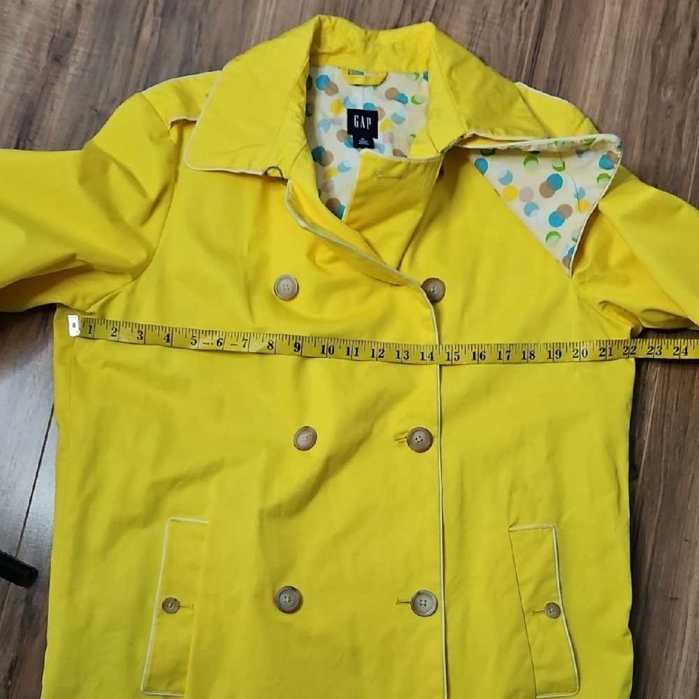 Gap Women’s Y2K Bright Yellow Double-Breasted Women's Trench Coat Xl - Picture 8 of 13